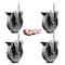 Service Caster 5 Inch Semi Steel Wheel Swivel 58 Inch Threaded Stem Caster Set with Brake SCC SCC-TS20S514-SSS-PLB-58212-4 - alternate 4